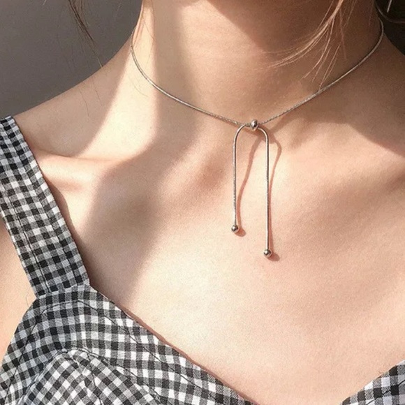 🌟 Sterling Silver 925 Adjustable Necklace Choker - Picture 2 of 3